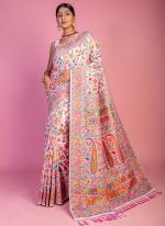 Kashmiri Pashmina Pink Traditional Wear Weaving Saree